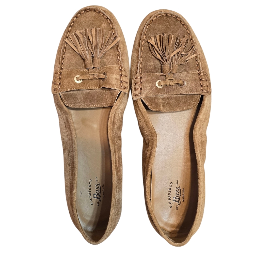 G.H. Bass & Co. Bass BONNIE Women's Brown Leather Suede Tassel Loafers 9,5